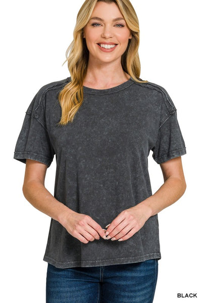 Vera - Mineral Wash Tee (Charcoal)