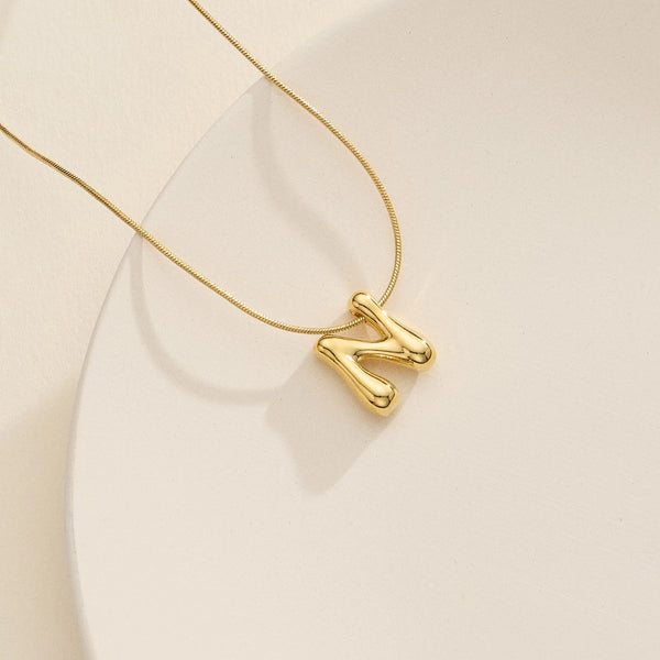 Gold Bubble Initial Necklace