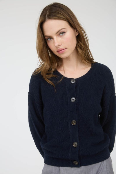 Claire - Button Down Cardigan (Navy)