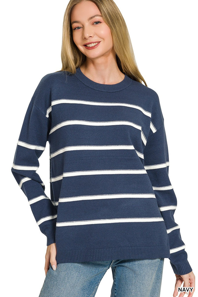 Grace - Classic Striped Sweater (Navy)