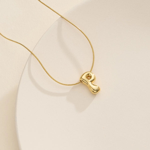 Gold Bubble Initial Necklace
