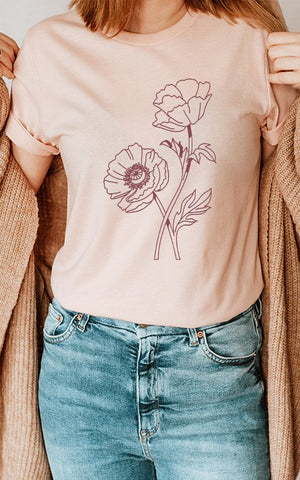 Peach Poppy Graphic Tee