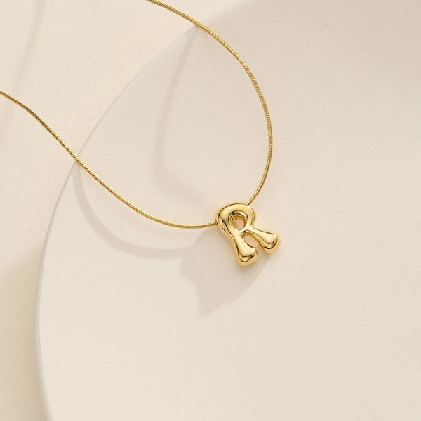 Gold Bubble Initial Necklace