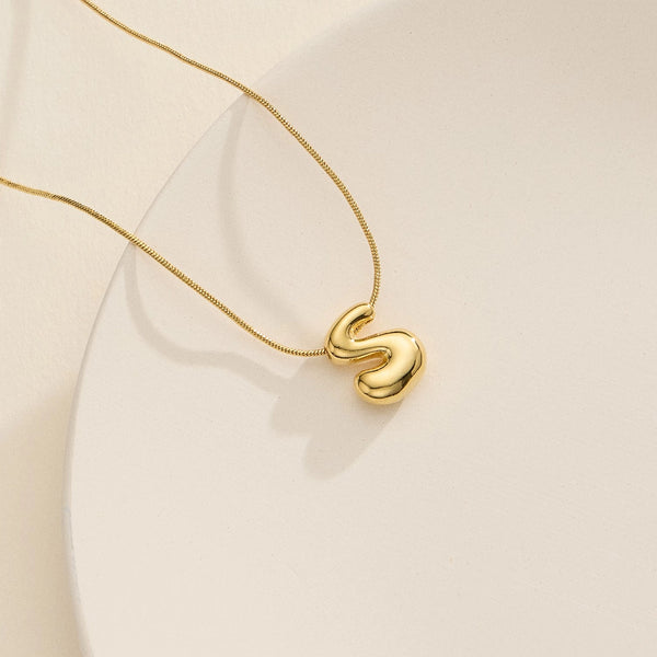 Gold Bubble Initial Necklace