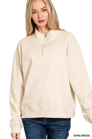 Brynn - Gold Zipper Pullover (Beige)
