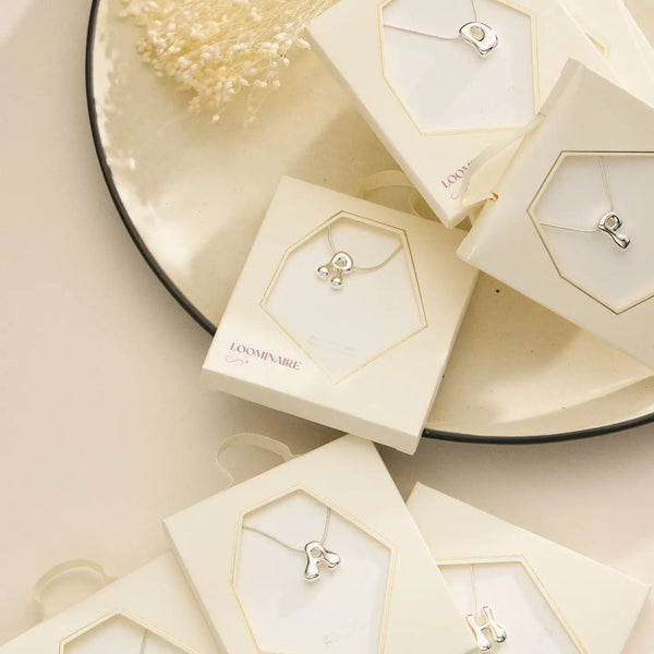 Silver Bubble Initial Necklace