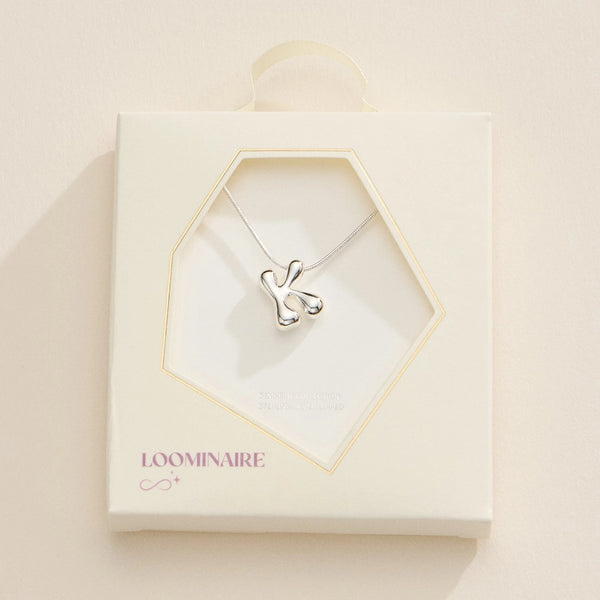 Silver Bubble Initial Necklace