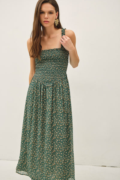 Mila - Green Floral Dress