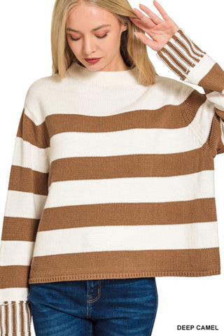 Jane - Camel Striped Sweater