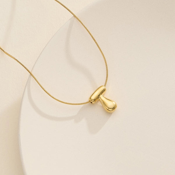 Gold Bubble Initial Necklace