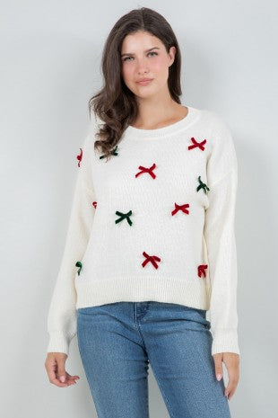 Noelle - Velvet Bow Sweater